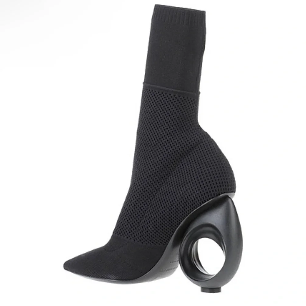 Burberry Stretch Knit Sock Bootie Pumps with Round Sculpted Heel, NWT, size 40